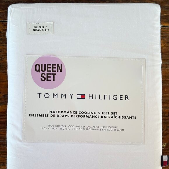 TOMMY HILFIGER Queen Cotton Performance Cooling Sheet Set 100% crisp cotton - Picture 1 of 4